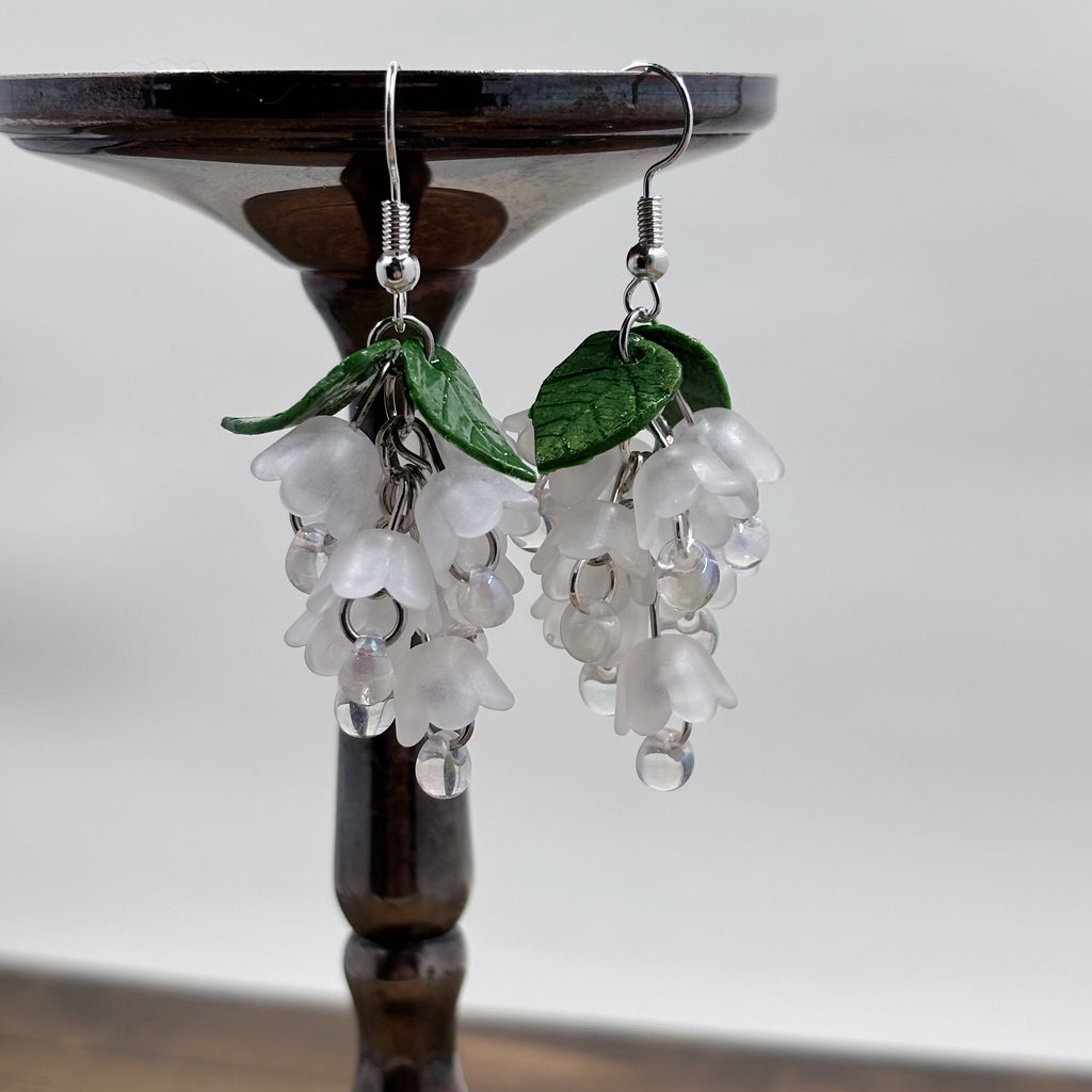 Snow Drop Glass Bead Earrings