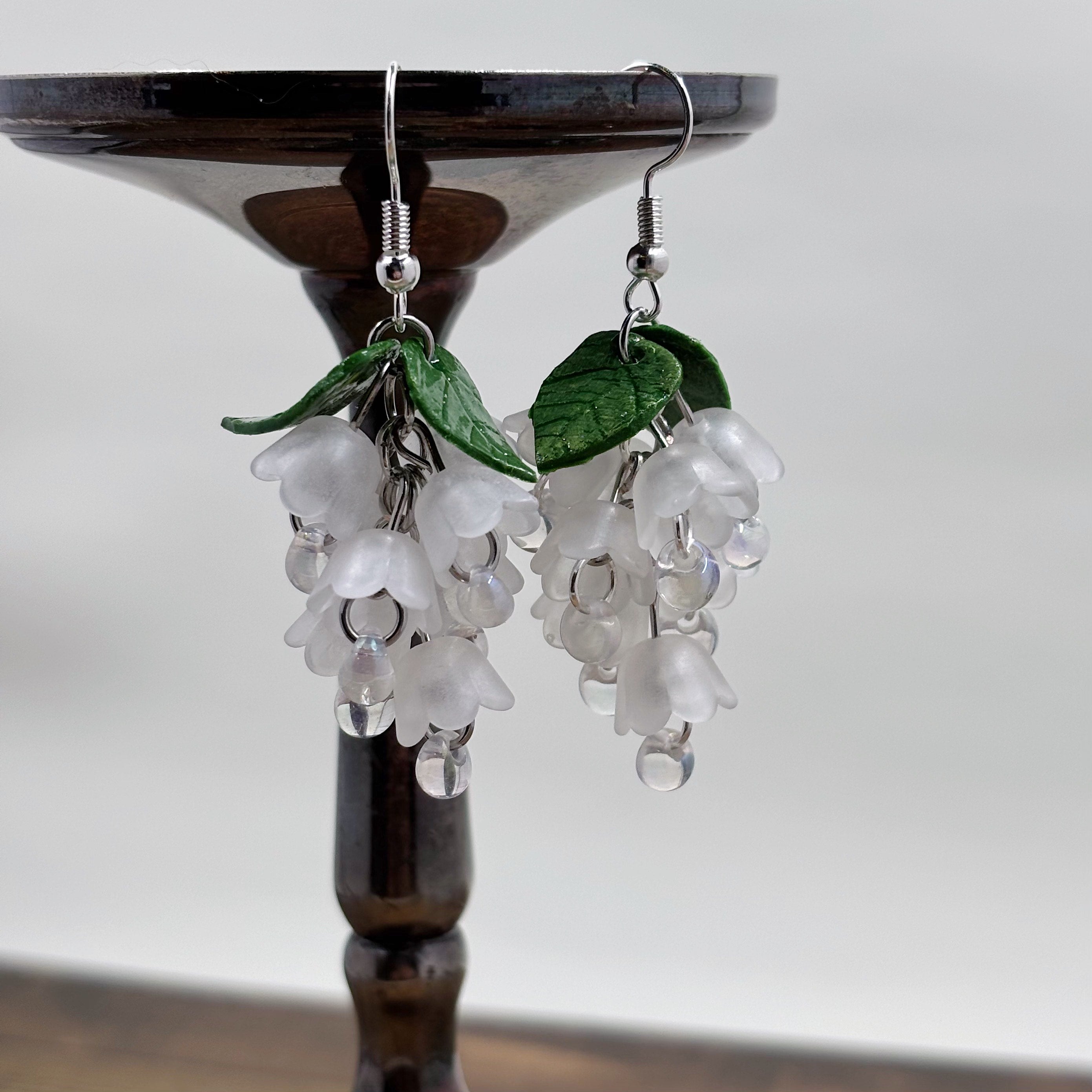 Snow Drop Glass Bead Earrings