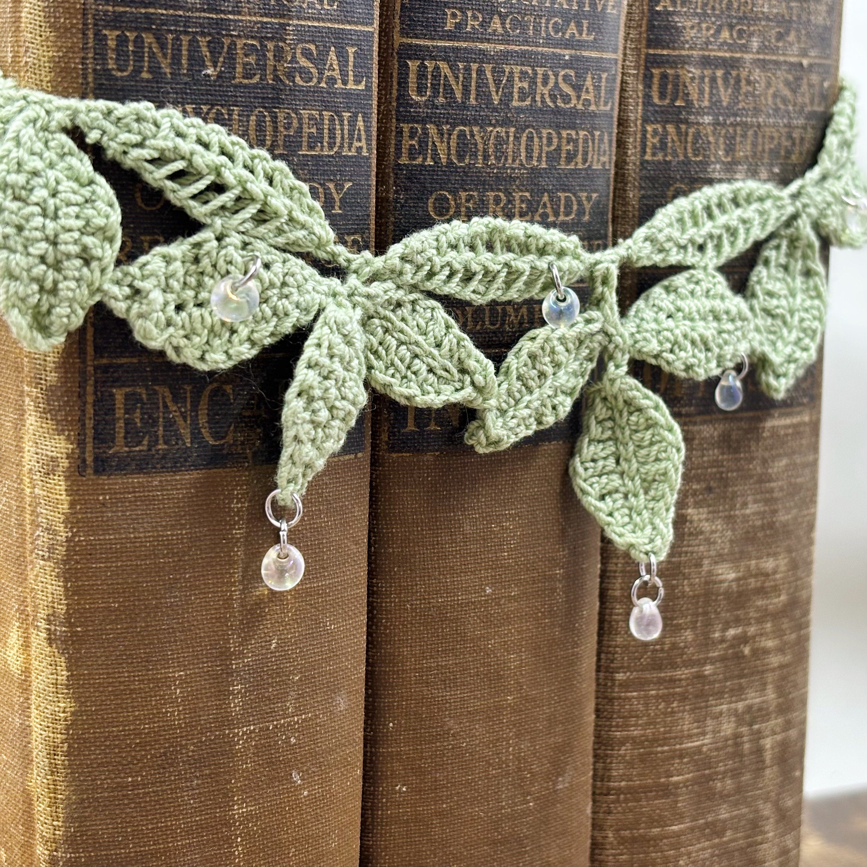 Elven Leave Necklace with Glass Dewdrops
